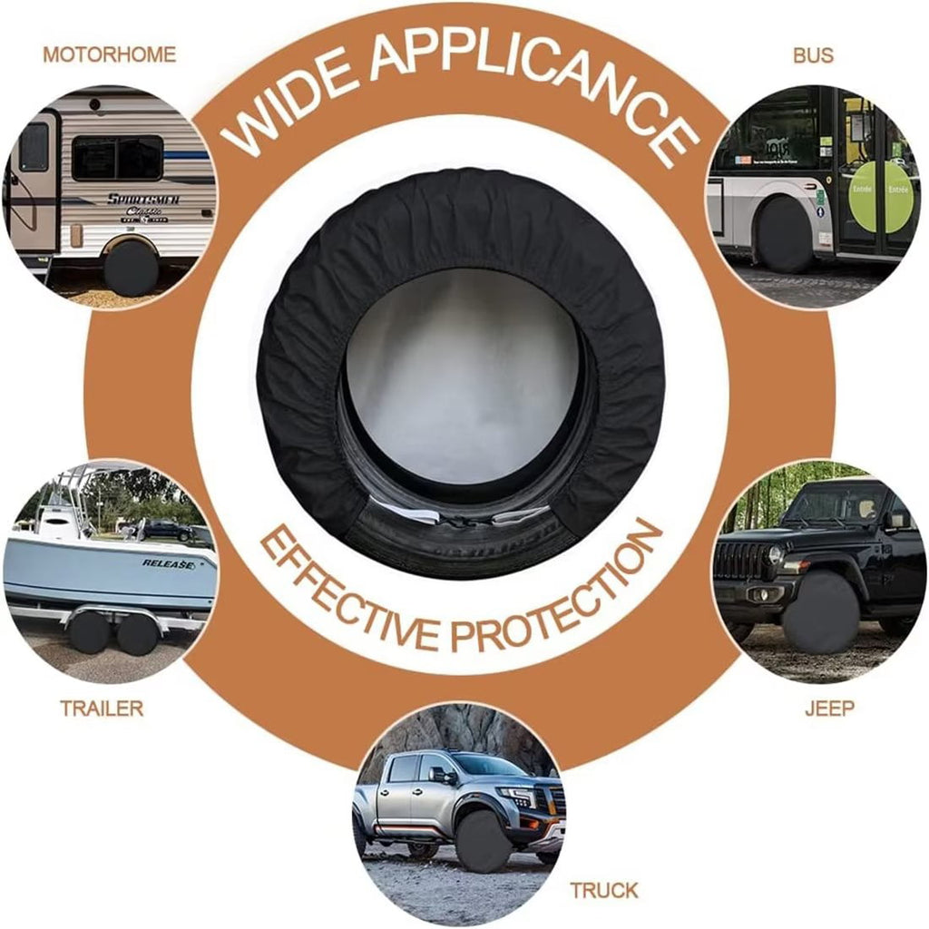 Kayme RV Tire Cover Set of 4, Camper Trailer Wheel Cover, Fit for 27-29 inch Tire Diameter, Black