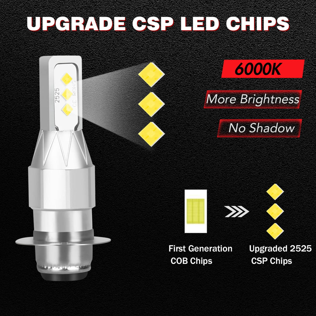 2x H6M LED ATV Headlight Bulb For Honda Suzuki Kawasaki Yamaha 6000K 40W White