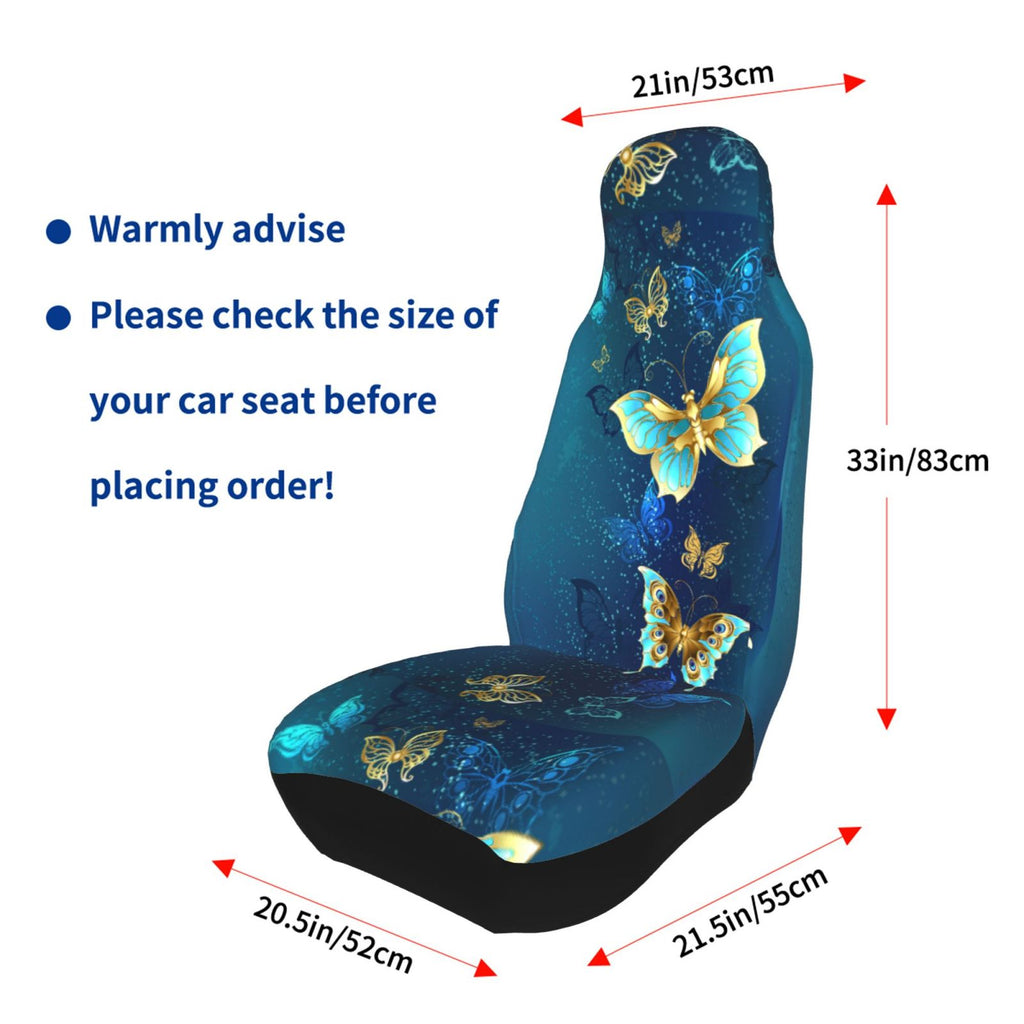 KAKALAD Blue butterfly Car Seat Covers Set Vehicle Front Seats Protector 2 Pcs