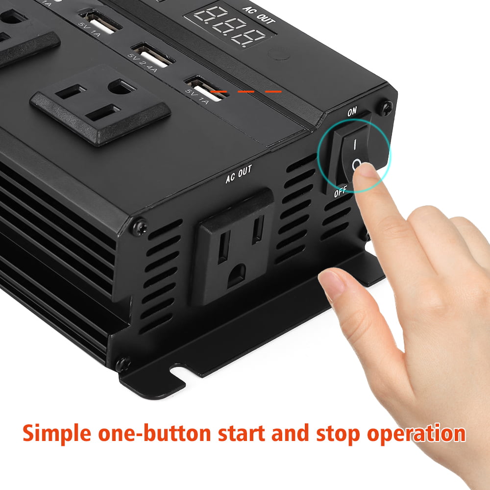 Inverter, DFITO 600W Car Power Inverter Dc 12V/24V to 110V Ac Converter, with 2 Dual Ac Outlet and 4 USB Car Charger for Camping/ Road Trips/ Outdoor Work