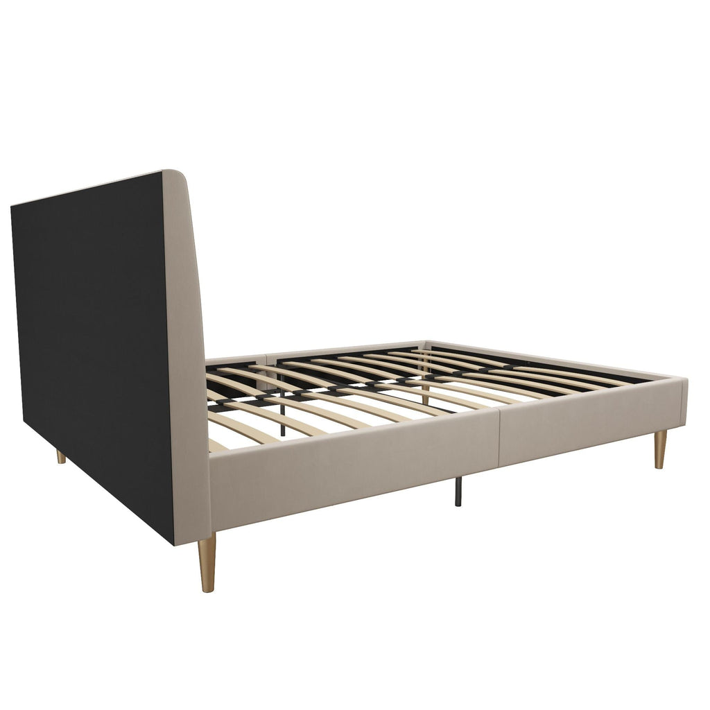 Mr. Kate Daphne Upholstered Bed with Headboard and Modern Platform Frame, Queen, Ivory Velvet