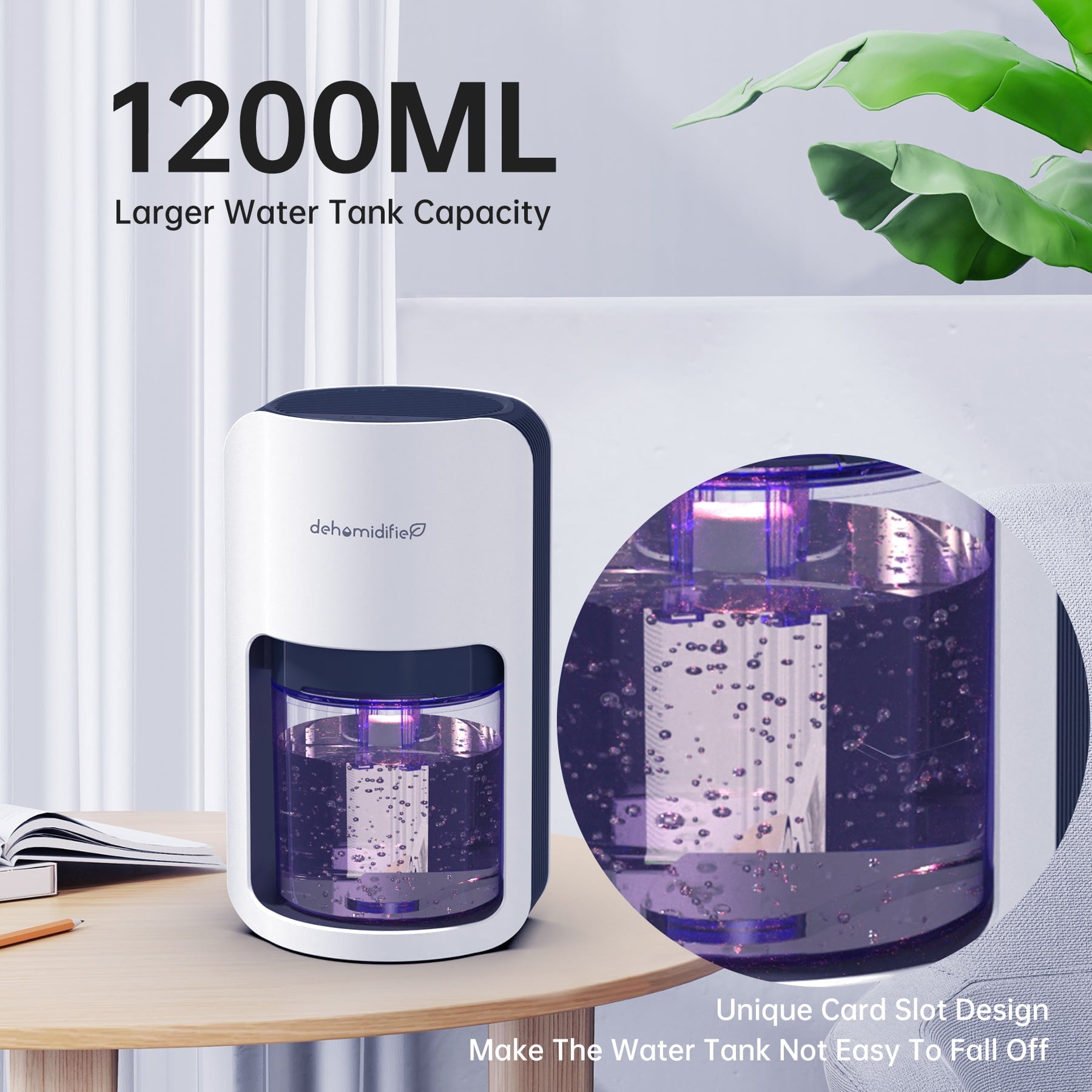ALROCKET 1200ML Portable Quiet Dehumidifier (480 Sq ft) Automatic Defrosting Dehumidifier for Bedroom