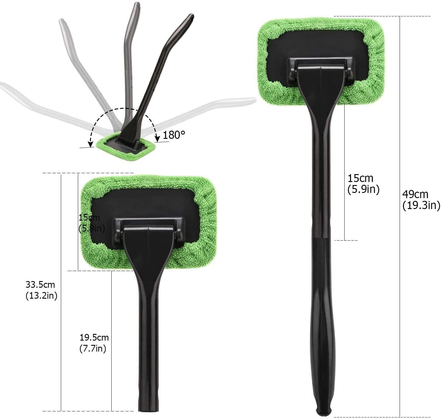 Windshield Cleaner, Microfiber Car Windshield Cleaning Tool and Washable Microfiber Pads and Extendable Handle Auto Inside Glass Wiper Kit