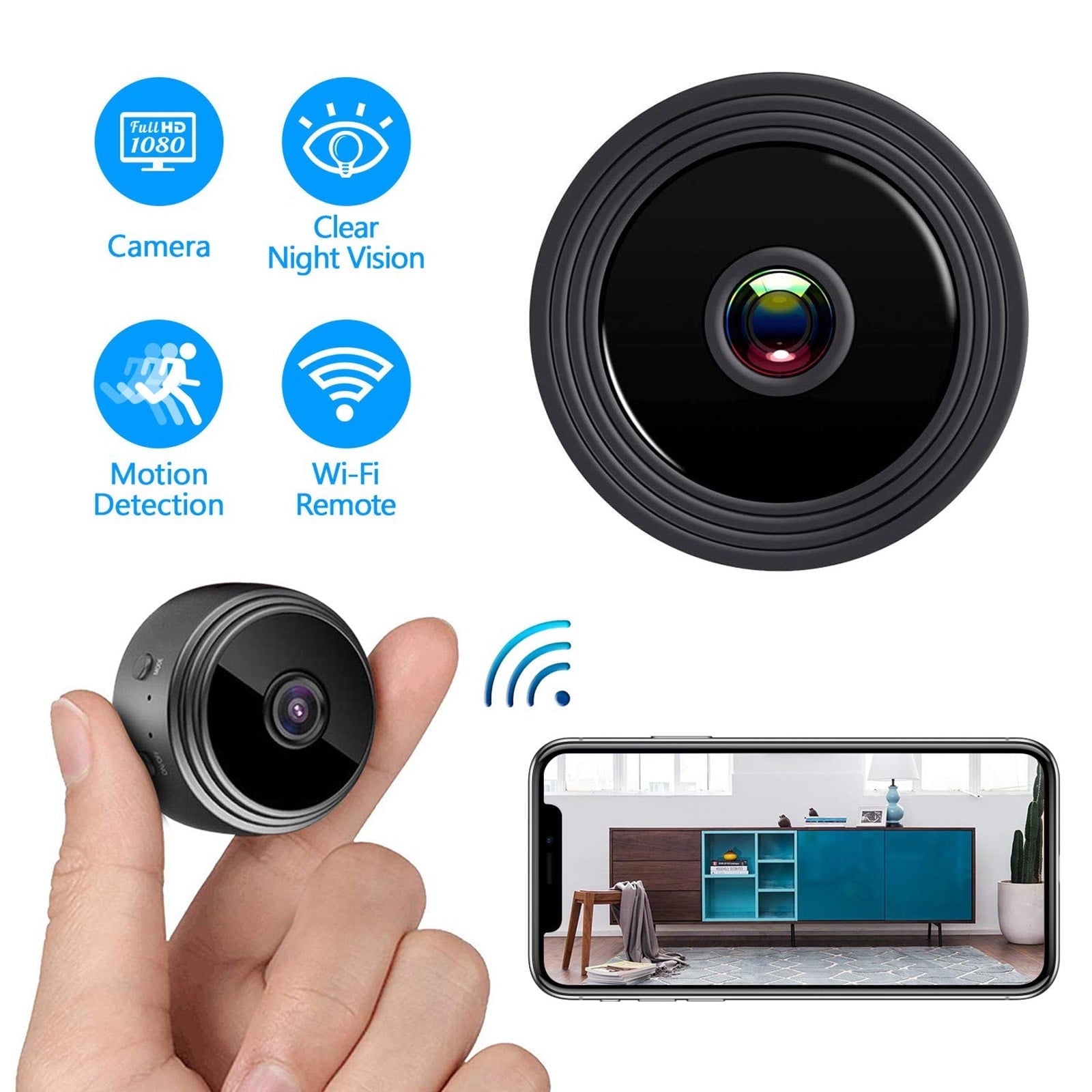 Mini WiFi Camera-1080P Home Video Audio Recorder Camcorder Night Vision Micro Cam-Smart WiFi Portable Home Office Warehouse Store Shop Indoor Room Cameras