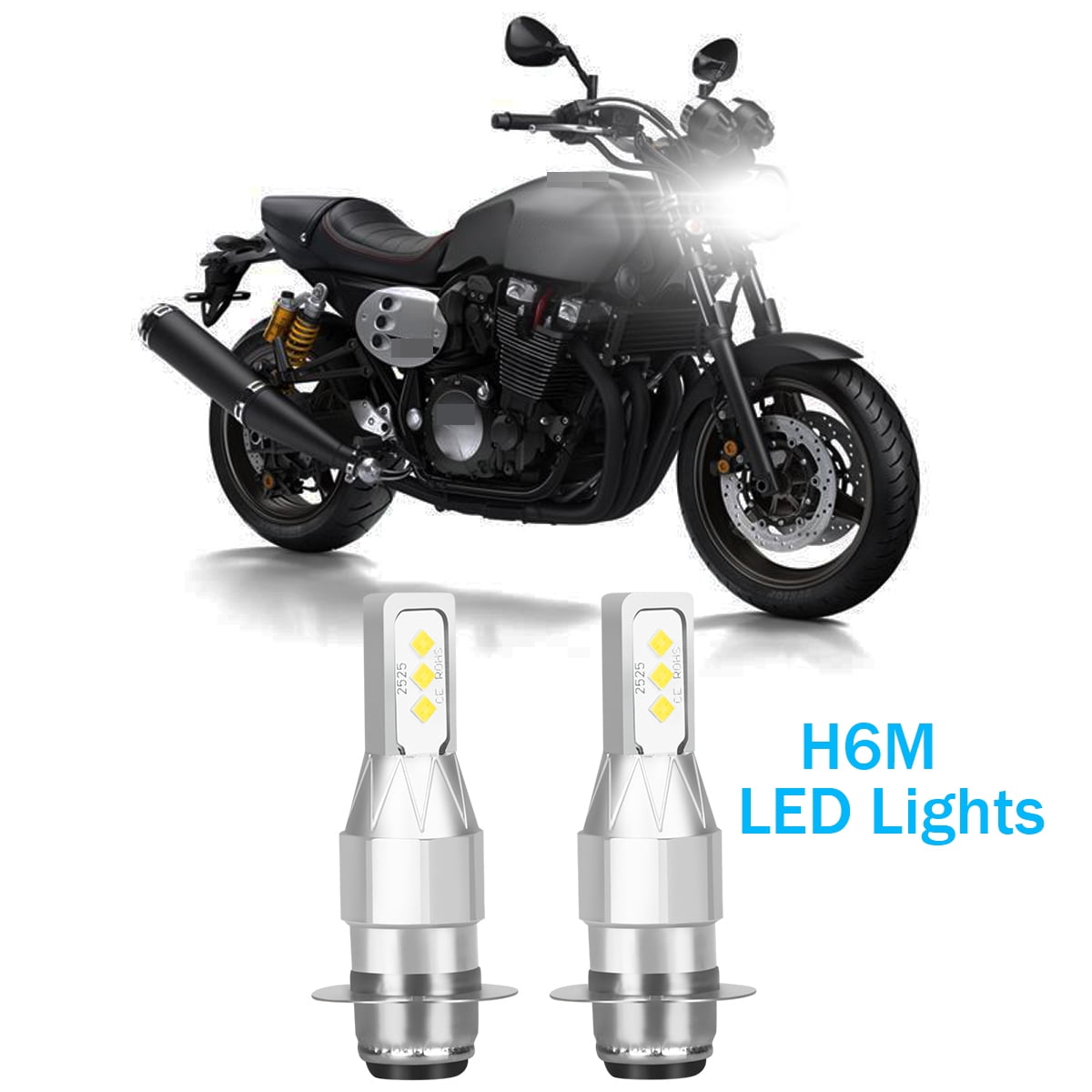 2x H6M LED ATV Headlight Bulb For Honda Suzuki Kawasaki Yamaha 6000K 40W White