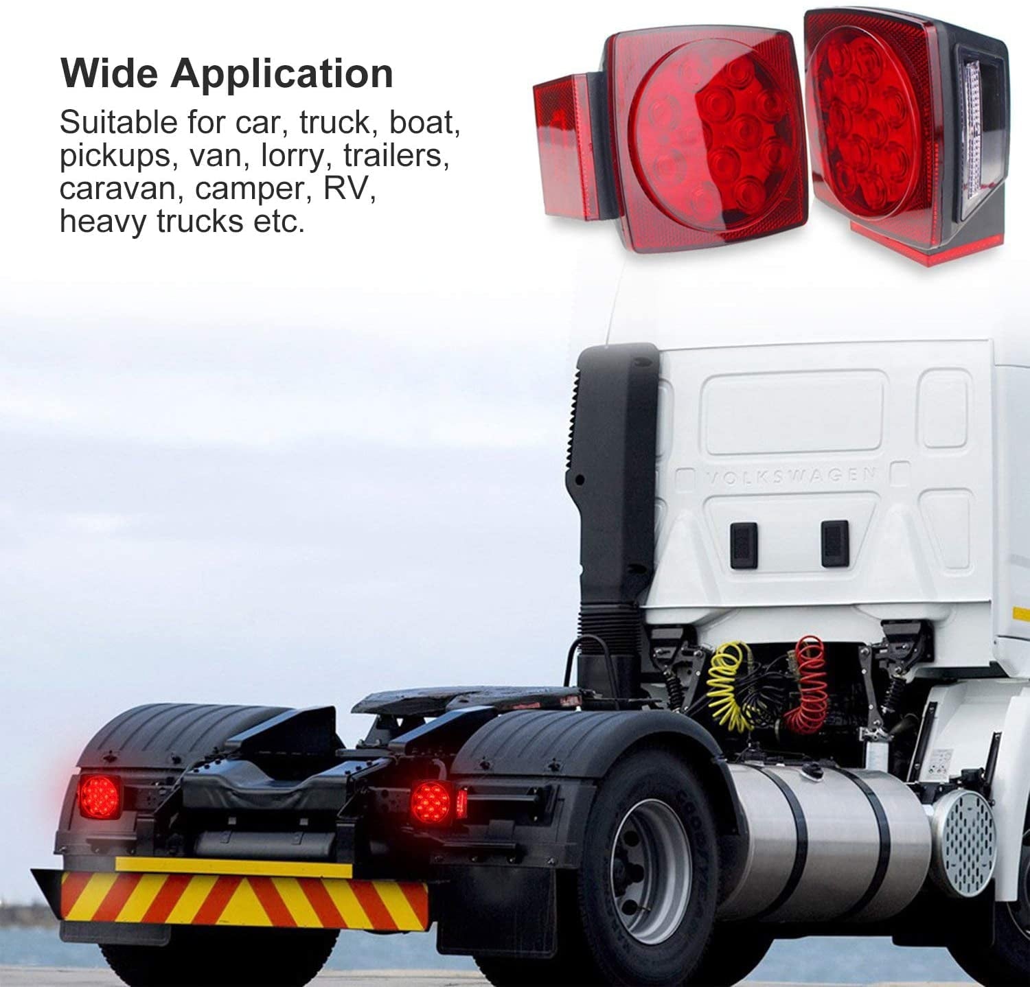 Trailer Lights Kit LED Night 12V Dot Certified Waterproof Tail Light Set Red Universal Cyfie