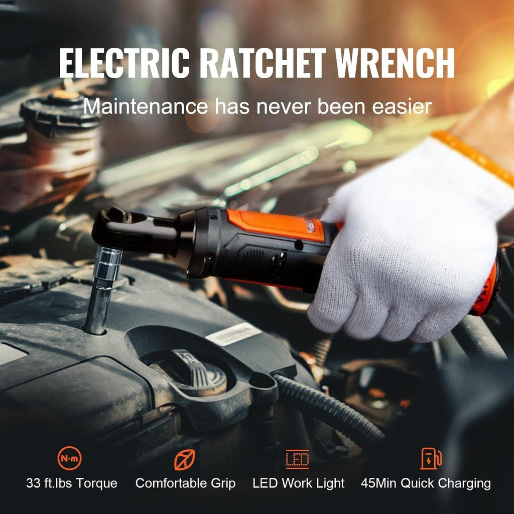BENTISM Cordless Electric Ratchet Wrench Cordless Ratchet 3/8" 12V 2 Batteries