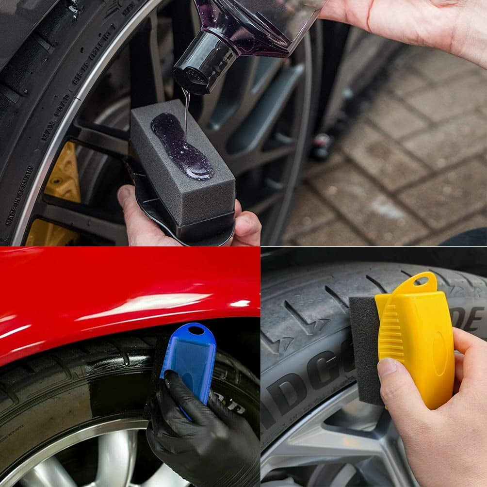 Tire Dressing Applicator Brush, 2 PCS Car Wheel Waxing Sponge With Case Auto Tyre Cleaning Pad For Tire Gel