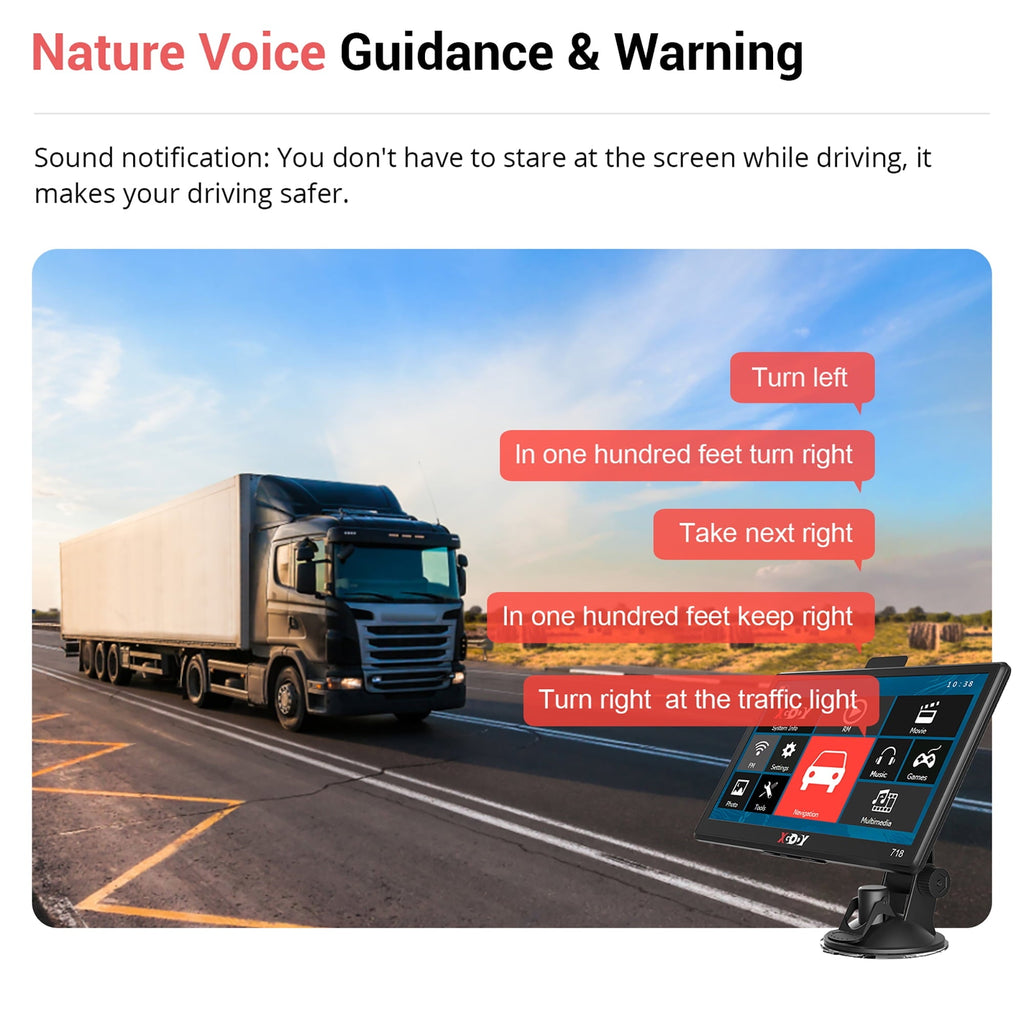 XGODY 7 inch GPS Navigation for Car 2023 Maps Free Lifetime Map Update Sat Nav GPS for Car Truck GPS Navigator with Voice Guidance Speed Camera Warning