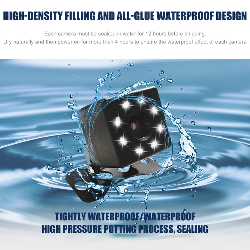 Amerteer Reverse Camera, CCD HD Rear View Camera 170° IP67 Waterproof Reversing Assistance Backup Camera Rear View Monitoring-8 LED