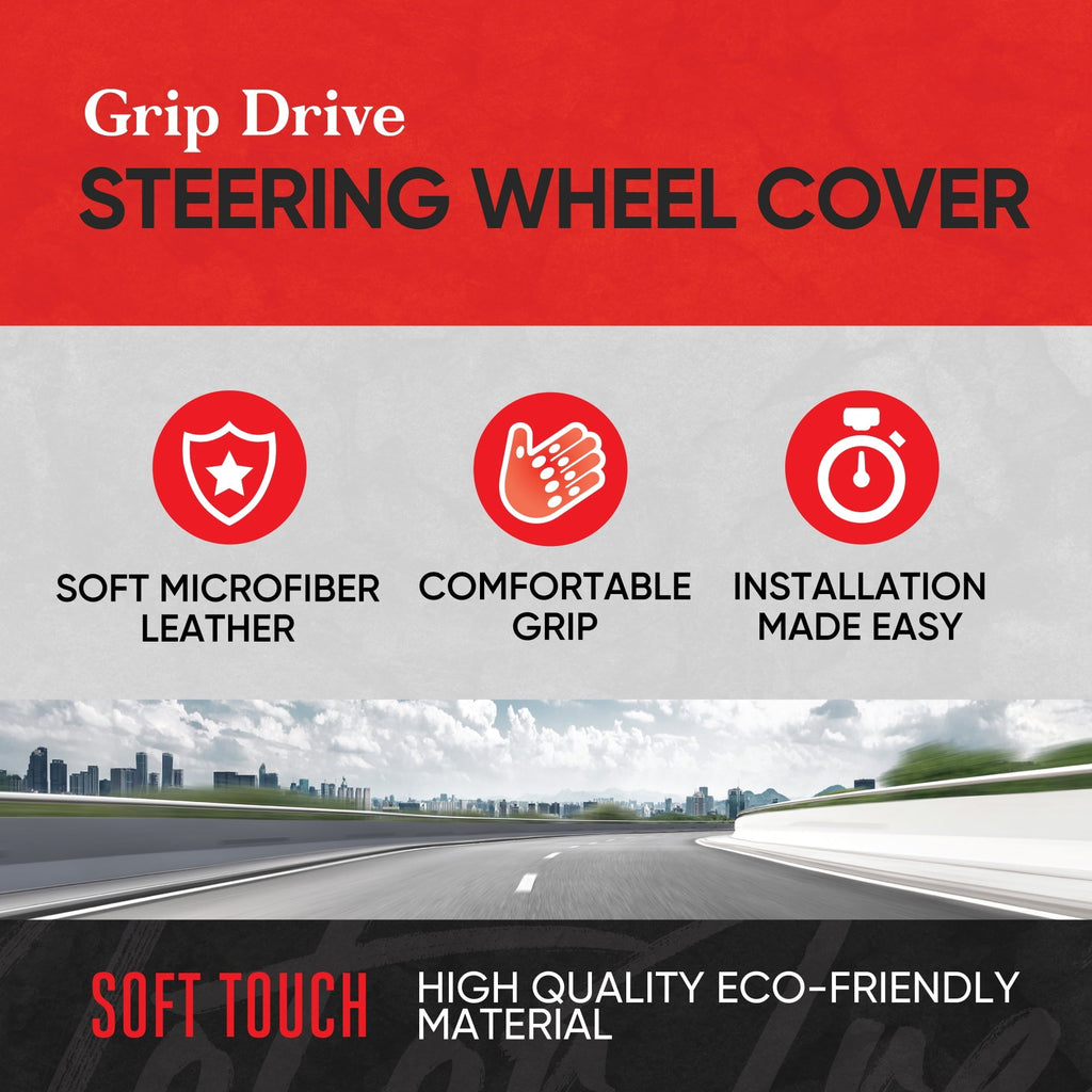 Motor Trend GripDrive Carbon Fiber Series - Steering Wheel Cover for Car and SUV - Synthetic Leather Comfort Grip Handles