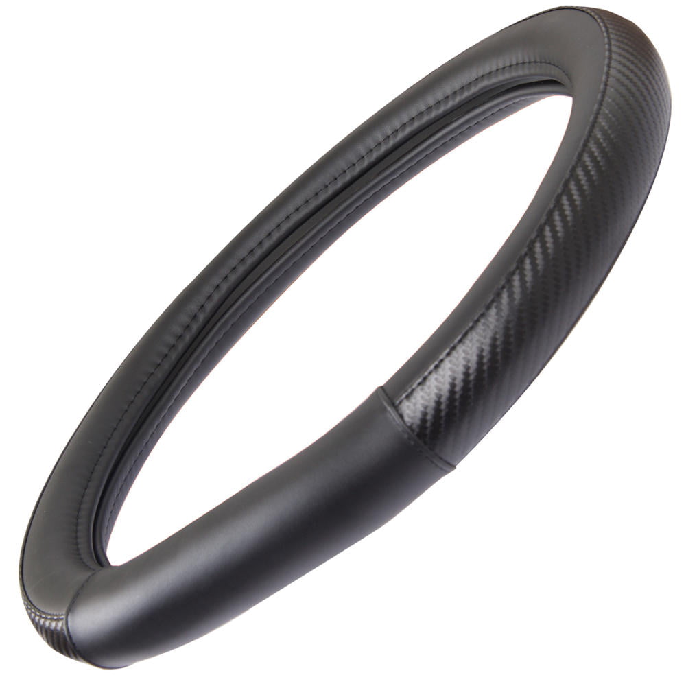 Motor Trend GripDrive Carbon Fiber Series - Steering Wheel Cover - Synthetic Leather Flat-Bottom Racing Style 13.5" - 15"