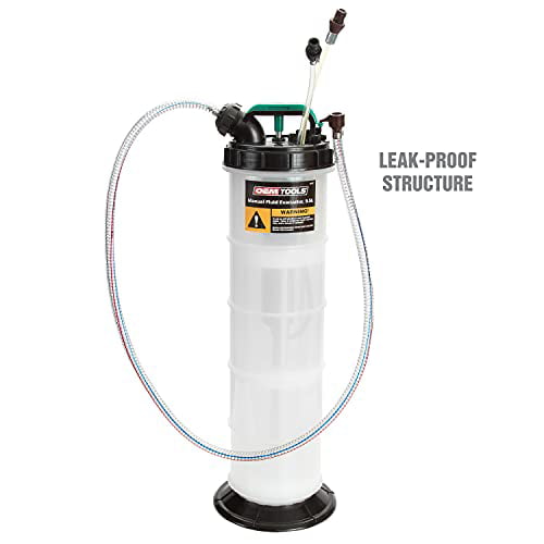 OEMTOOLS 24397 Manual Fluid Extractor (9.5L), Oil Extractor Pump, Transmission Fluid Pump, and More, Oversized Handle Manual Oil Pump Extractor, Oil Change Pump W/ 2 Adapters