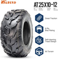 HALBERD 6PR 25x10-12 Front Rear ATV/UTV Tires 15mm Tread Depth All Terrain Off-Road Tires