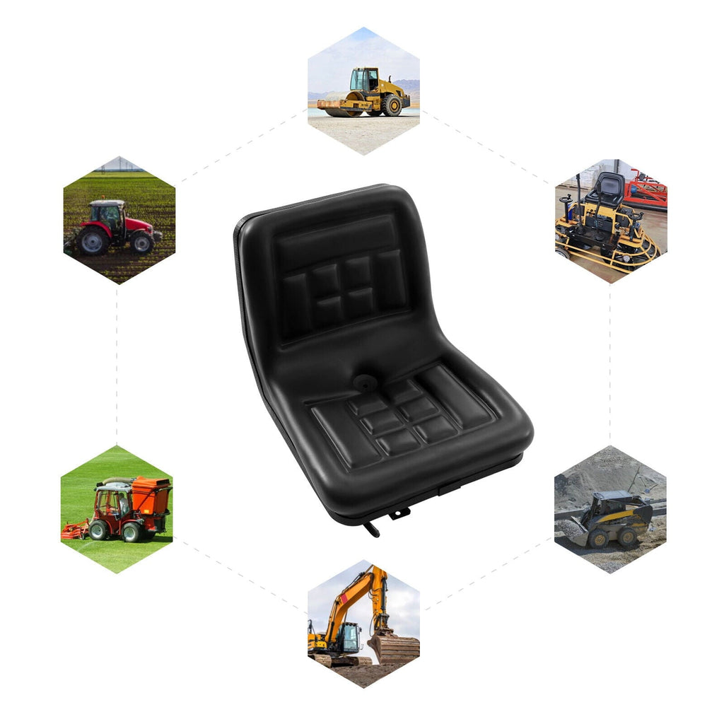 Universal Lawn Tractor Seat Replacement Tractor Forklift Seat & Rail Universal Lawn Mower Seat Waterproof Slidable PVC Black