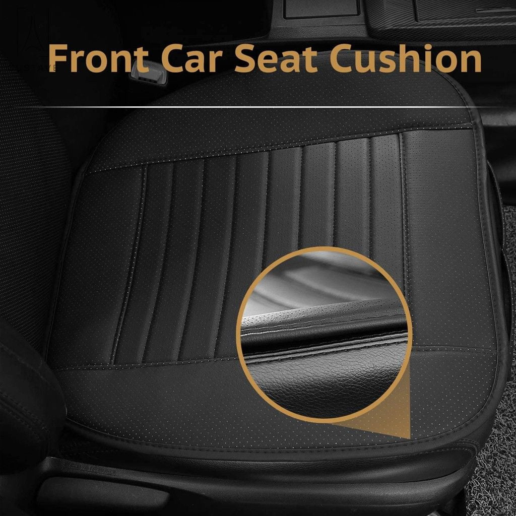 Gustave Universal Car Seat Cover, Car Front Seat Cushion Breathable PU Leather Pad Mat Non Slip Bottom for Auto Supplies Office Chair with Storage Pouch "Gray"