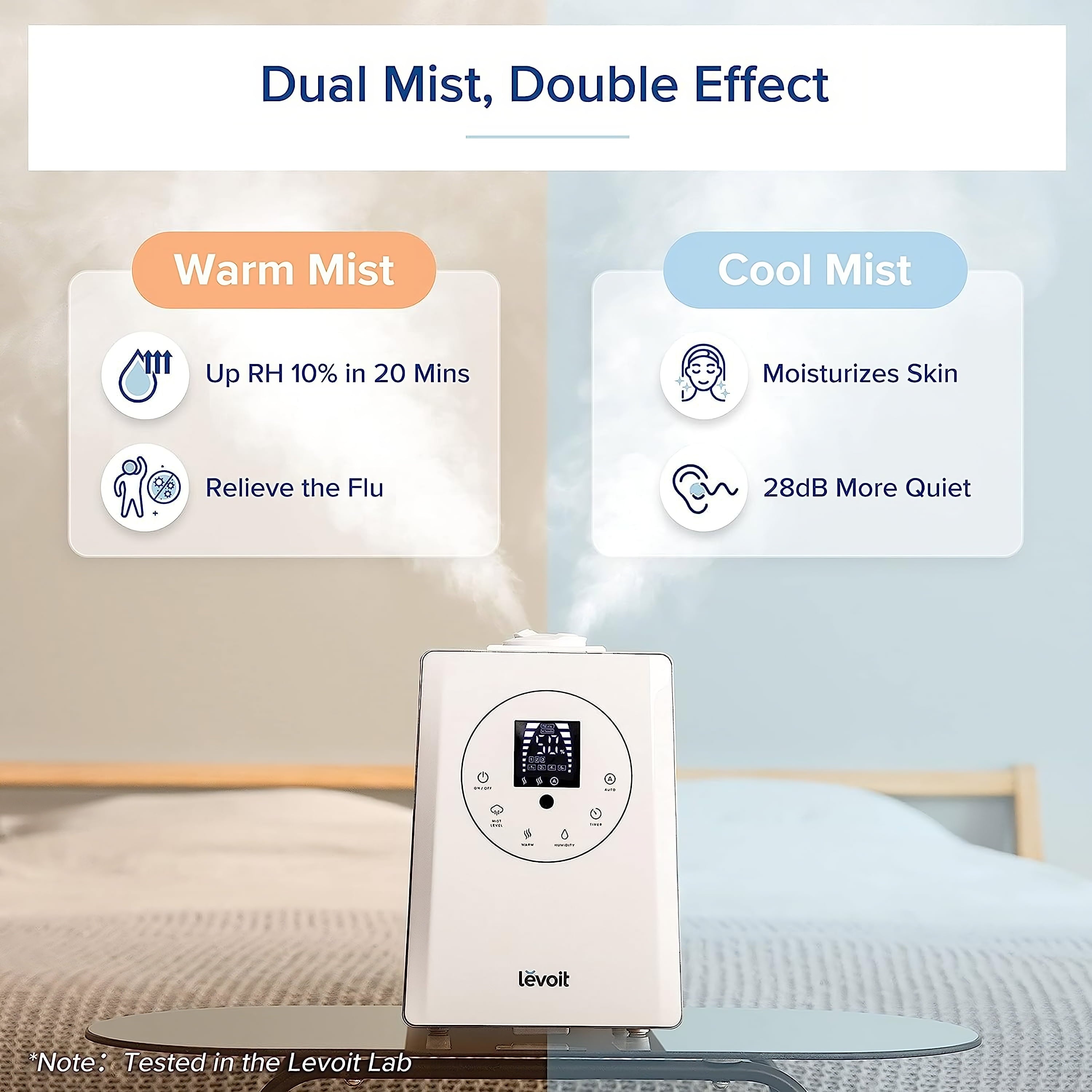 Levoit 6L 753 sq ft Warm and Cool Mist Humidifier, Vaporizer, White