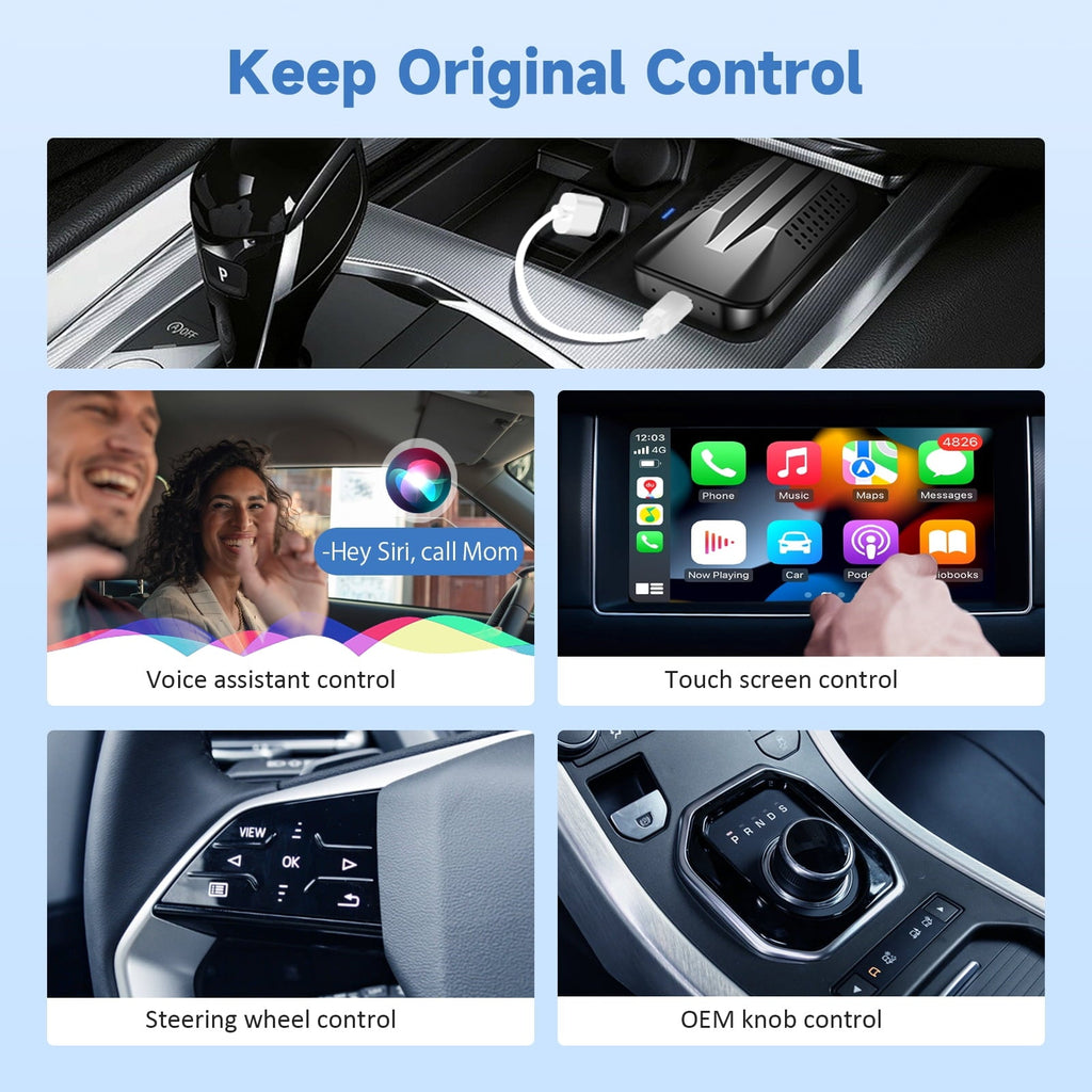 HERILARY Wireless Carplay and Android Auto, Apple Car Play Adapter for Car Stereo Factory Wired CarPlay Support Netflix/YouTube/Tiktok/Google Play/TF Card, 5GHz Wifi, Plug and Play