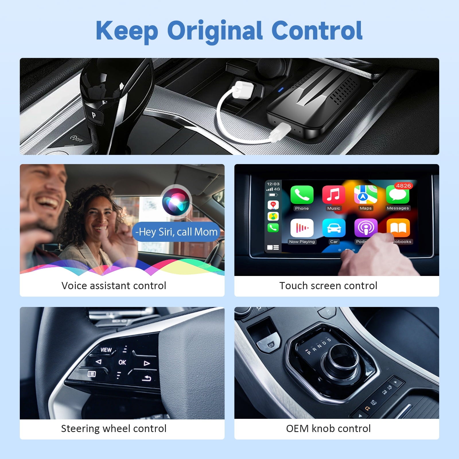 HERILARY Wireless Carplay and Android Auto, Apple Car Play Adapter for Car Stereo Factory Wired CarPlay Support Netflix/YouTube/Tiktok/Google Play/TF Card, 5GHz Wifi, Plug and Play