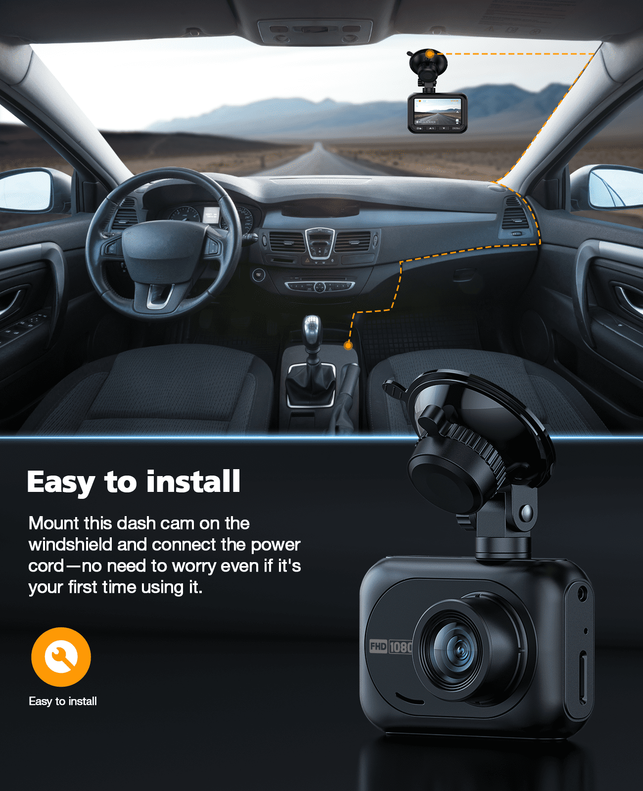 TOGUARD DC18 Dash Cam Front 1080P FHD 2.45" Dash Camera for Cars 170° Wide Angle Car Camera with Super Night Vision, WDR, G-Sensor, Loop Recording