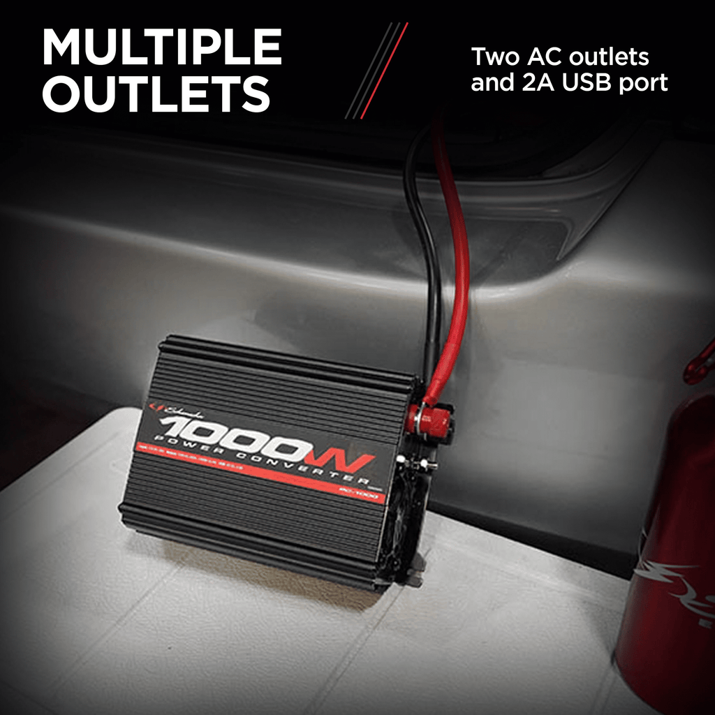 Schumacher 1000 Continuous Watt/2000 Peak Watt Power Inverter – Convert 12V DC Power to 120V AC Household Power