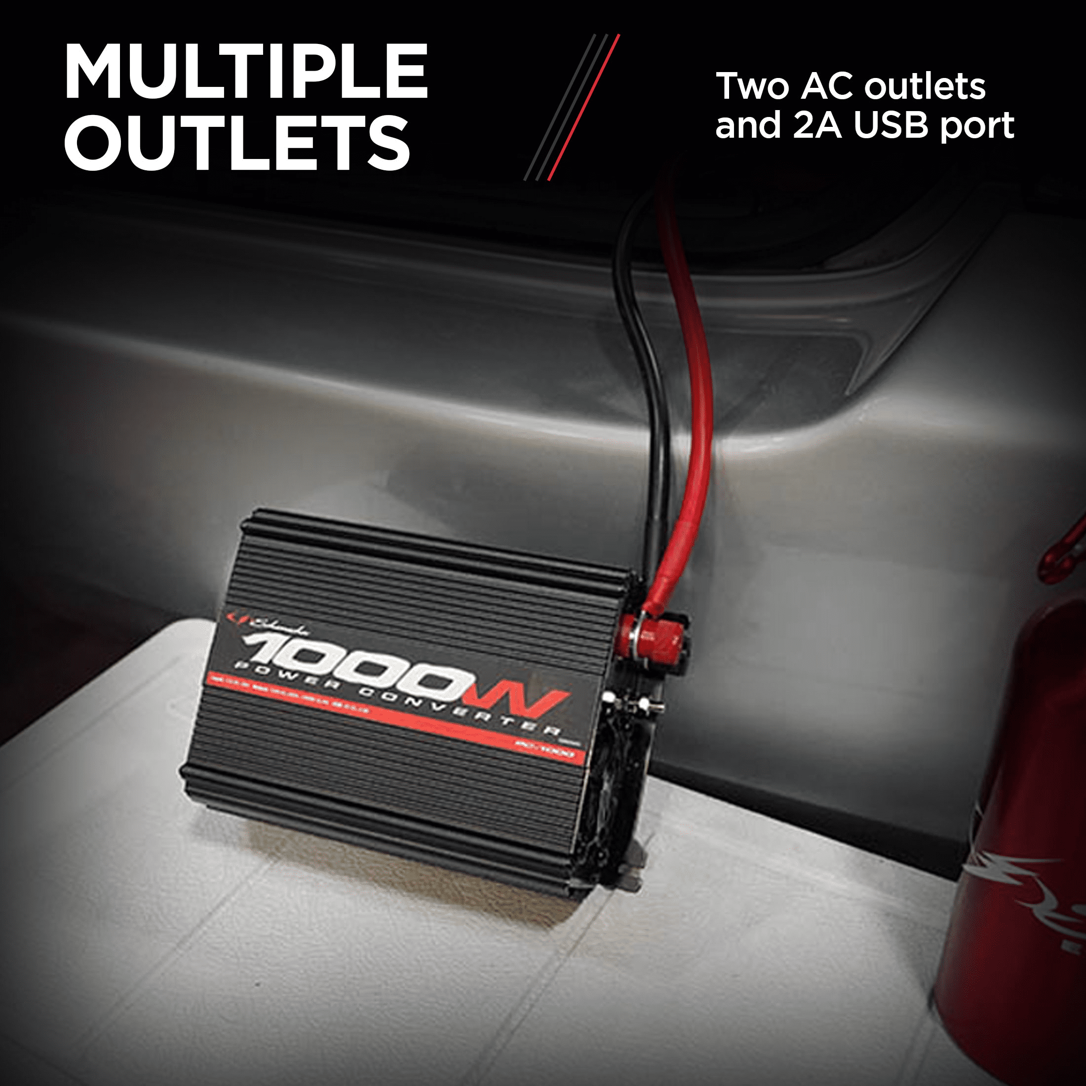 Schumacher 1000 Continuous Watt/2000 Peak Watt Power Inverter – Convert 12V DC Power to 120V AC Household Power