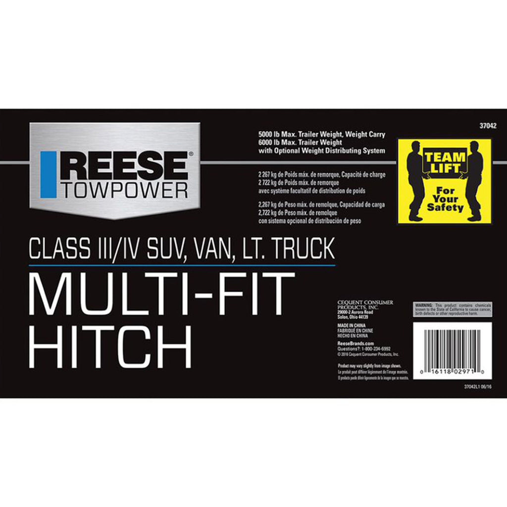 Reese Towpower Class III Trailer Tow Hitch w/ 2 In Receiver Tube