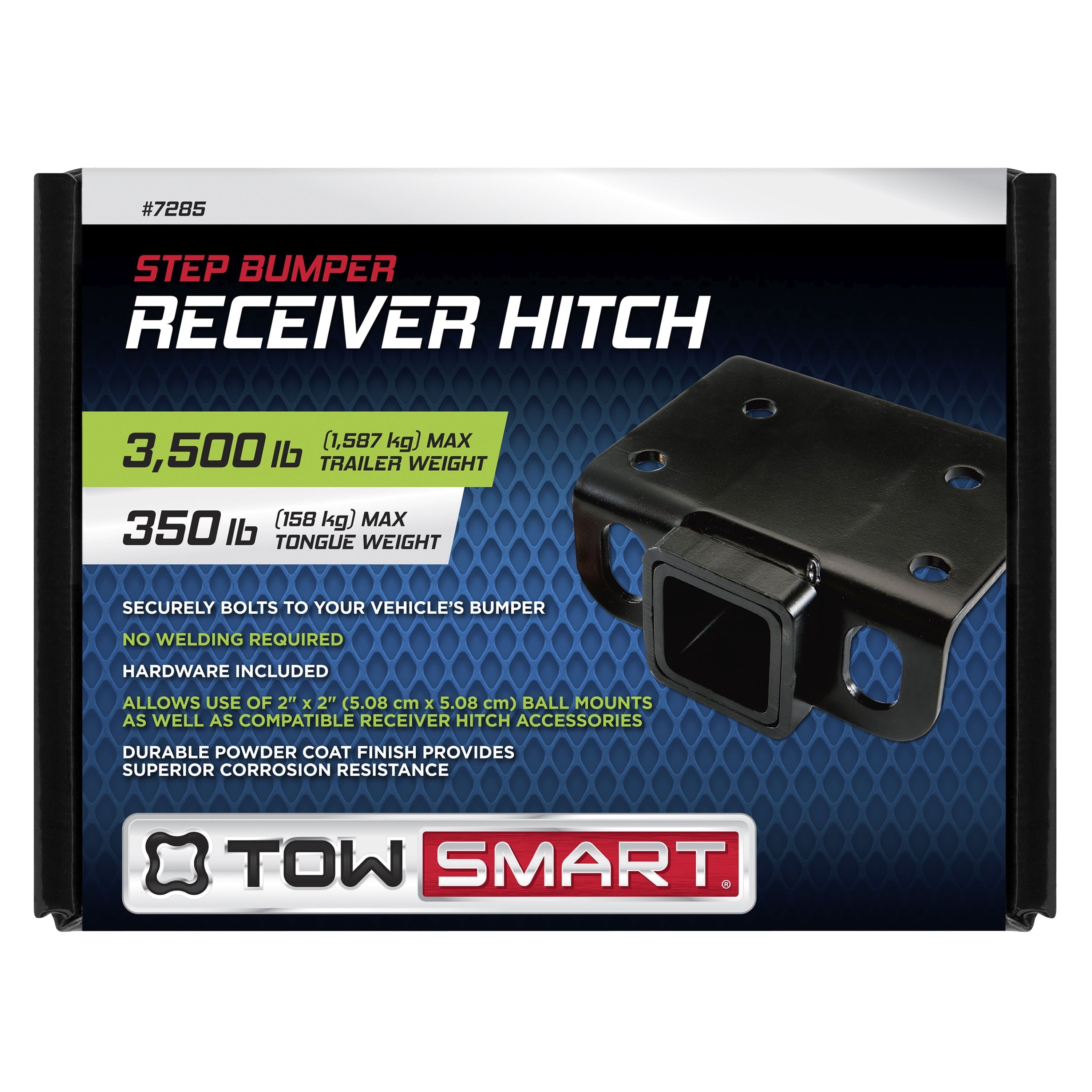 TowSmart 7285 Class II Step Bumper Receiver Hitch 2" Receiver Opening, Black