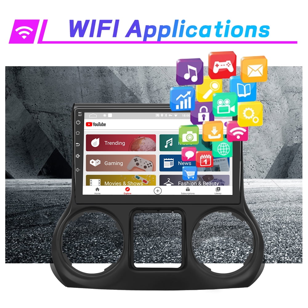 Awesafe Car Radio Stereo 10 inch Touch Screen 1GB+32GB Android 12 for Jeep Wrangler JK 2015-2016 Suppor Wifi Bluetooth GPS Navigation in-Dash Car Multimedia