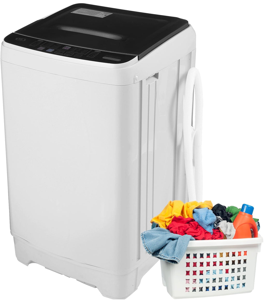 Qhomic Portable Washing Machine, 1.9 Cu.ft Fully Automatic Compact Washer, 10 Wash Programs Washer with Drain Pump, Faucet Adapter, Ideal for Apartments, RVs, Camping, Sapphire Grey