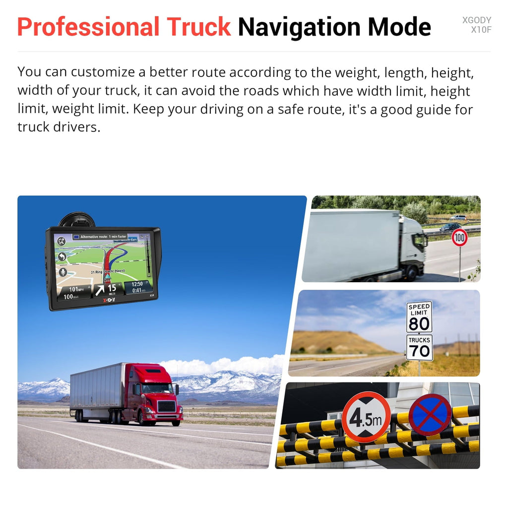 XGODY Car GPS Navigation 9 inch Truck GPS Navigator for Car Sat Nav with Real Voice Spoken Alarm, Lifetime Free Map Update, 8GB 256M