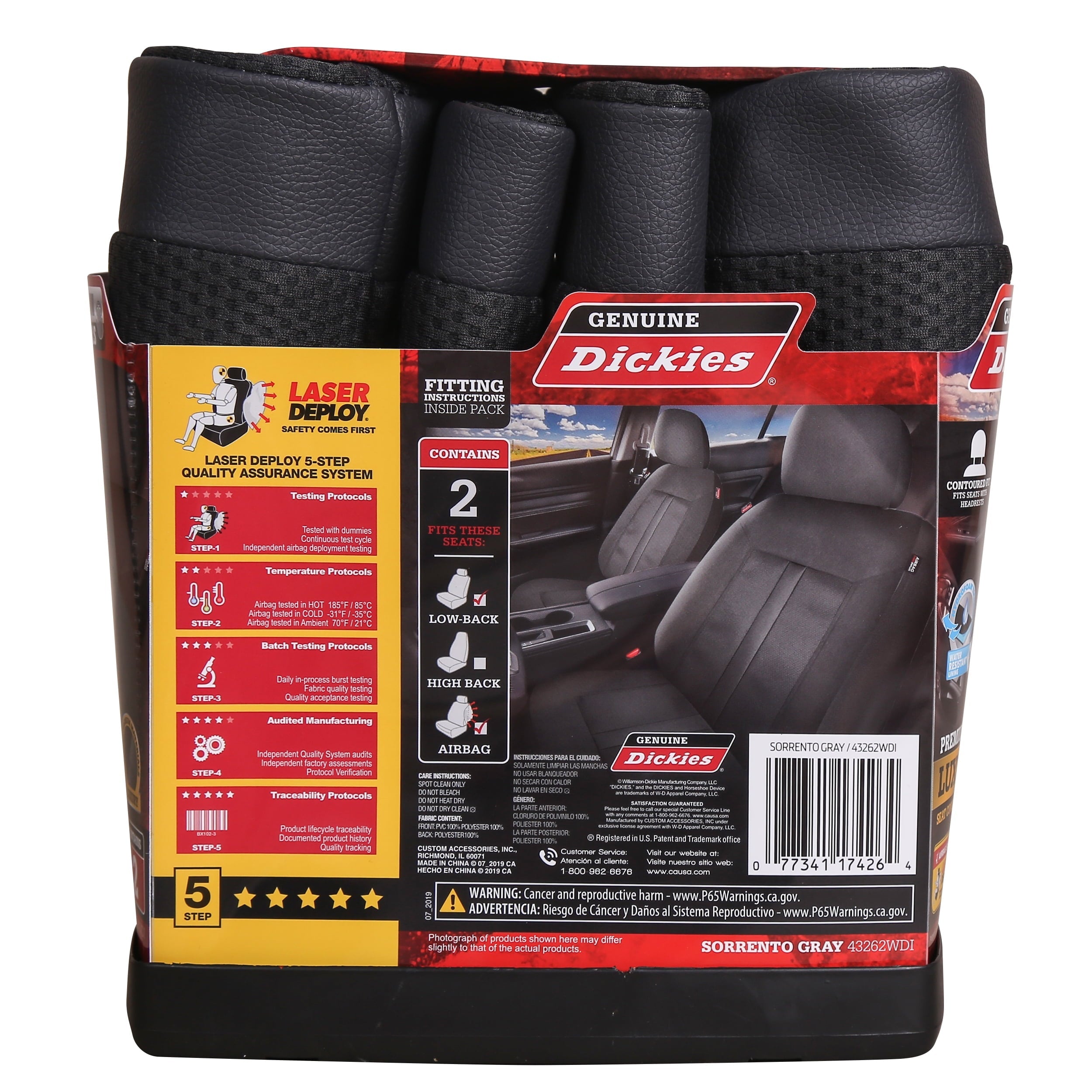 Genuine Dickies 2 Piece Sorrento Car Seat Covers, Gray