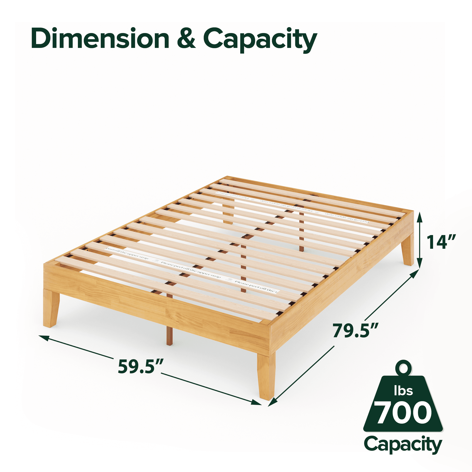 Zinus Moiz 14" Deluxe Wood Platform Bed Frame, Queen