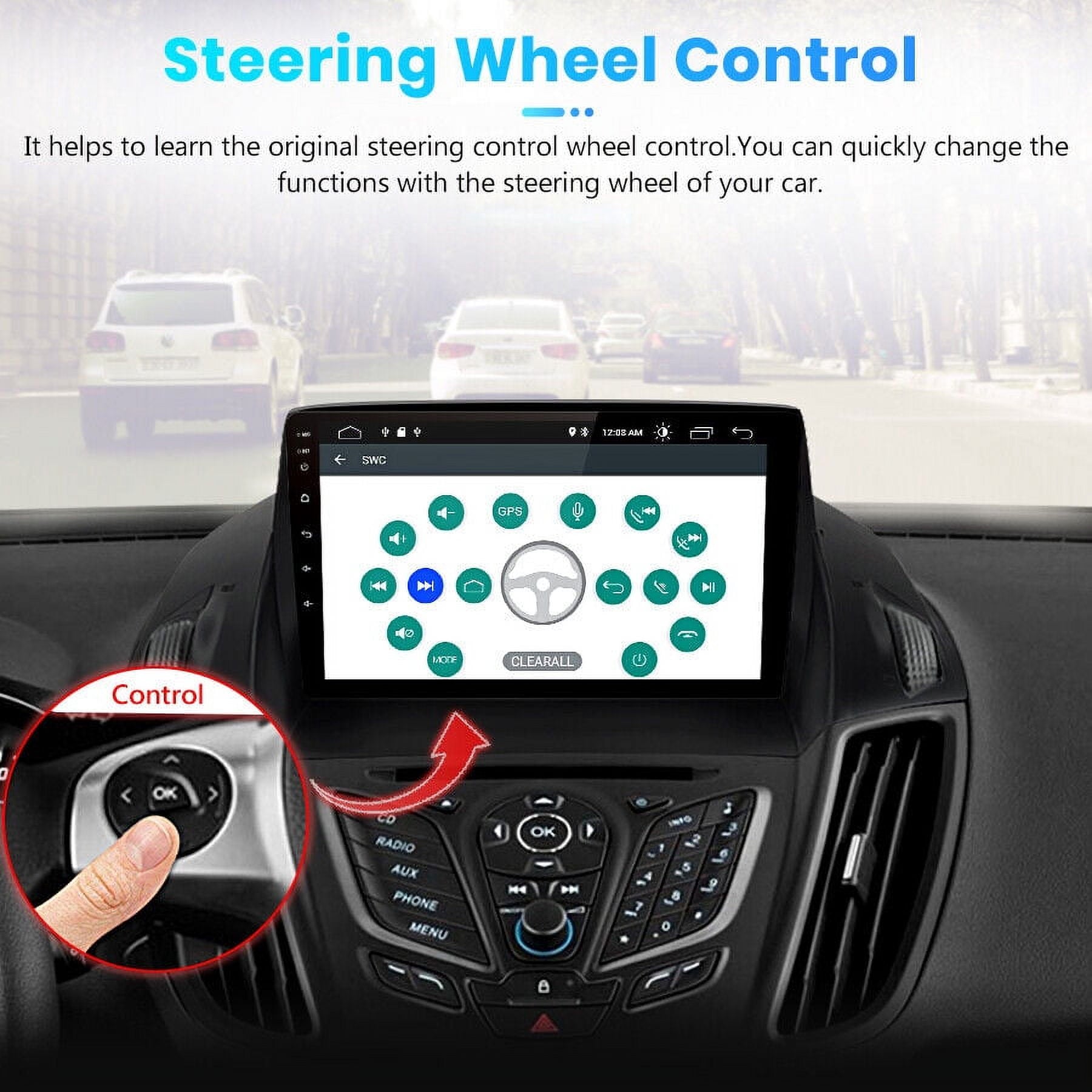 Car Radio Stereo for Ford Escape 2013-2016, 9" Touchscreen Android 12 Support Carplay Android Auto Navigation Bluetooth Radio Video Steering Wheel Control Camera 2G+32G,Black