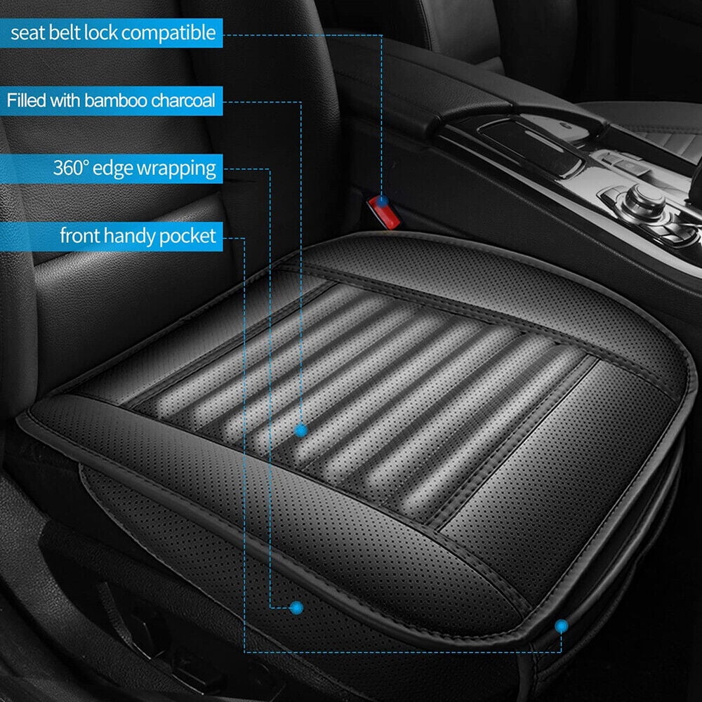 Evargc Black Car Front Full Surround Seat Cover Breathable PU Leather Pad Mat Chair