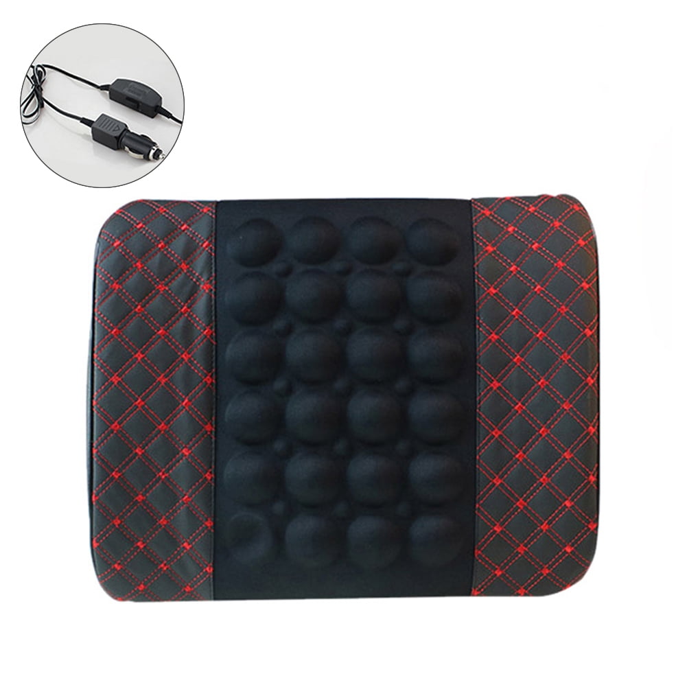 Walbest 12V Car Electric Massage Cushion Lumbar Massage, Car Seat Back Support Waist Cushion, Lumbar Relaxation Devices, Car Waist Pad Pillows for Driver Car Cushion Relieve Body, Microfiber Leather