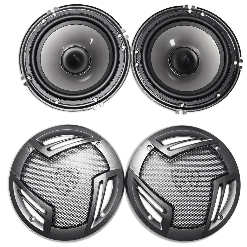 Pair Rockville RV65.2C 6.5" Component Speakers+6.5" Coaxial+4-Ch Amplifier+Wires