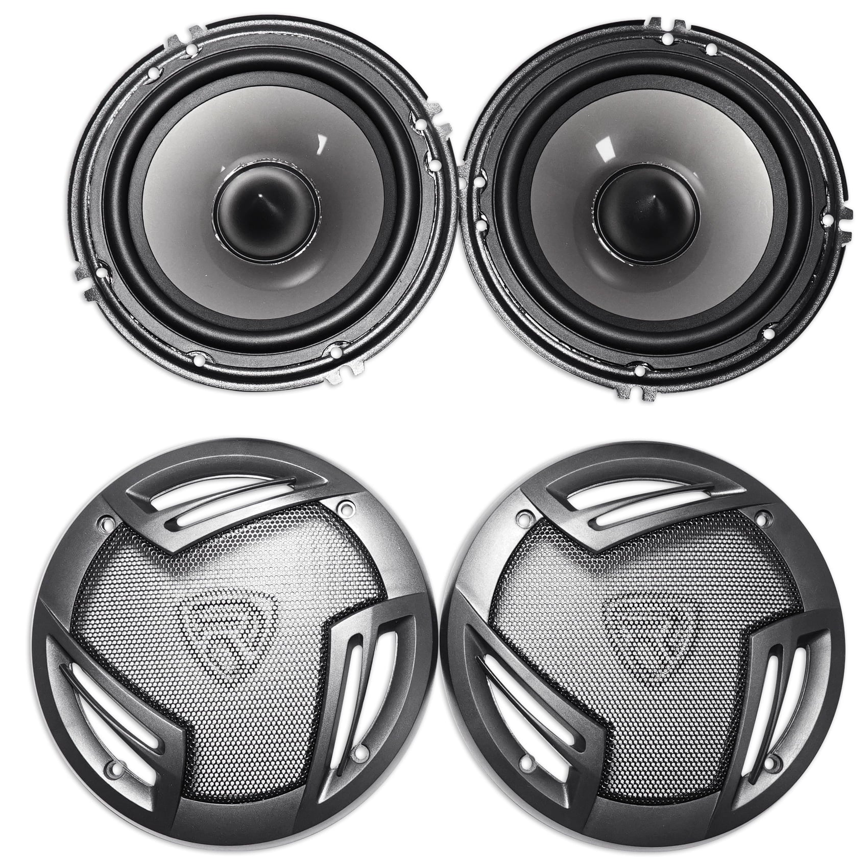 Pair Rockville RV65.2C 6.5" Component Speakers+6.5" Coaxial+4-Ch Amplifier+Wires