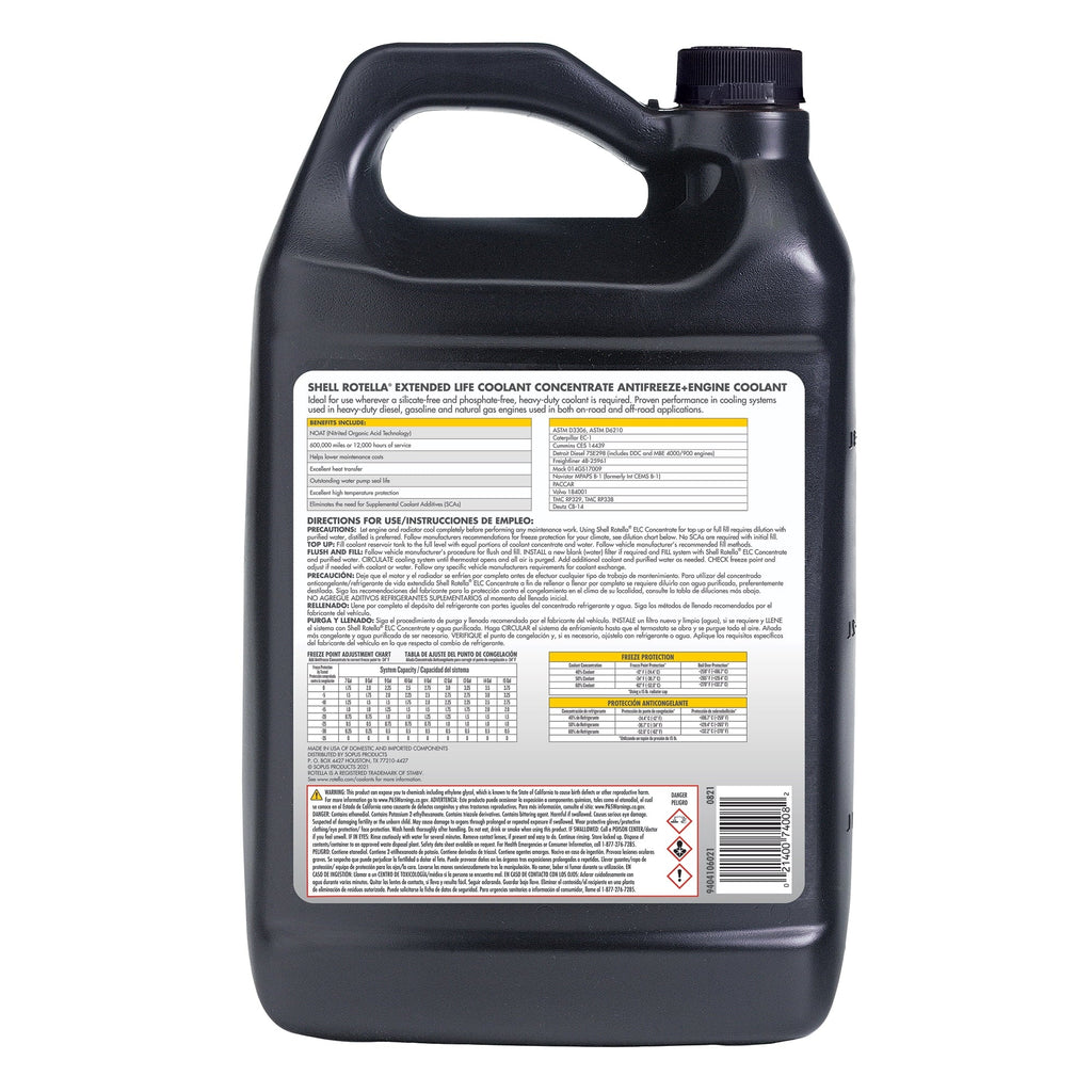 Shell Rotella Extended Life ELC Anti-Freeze + Coolant, Concentrate, 1 Gallon