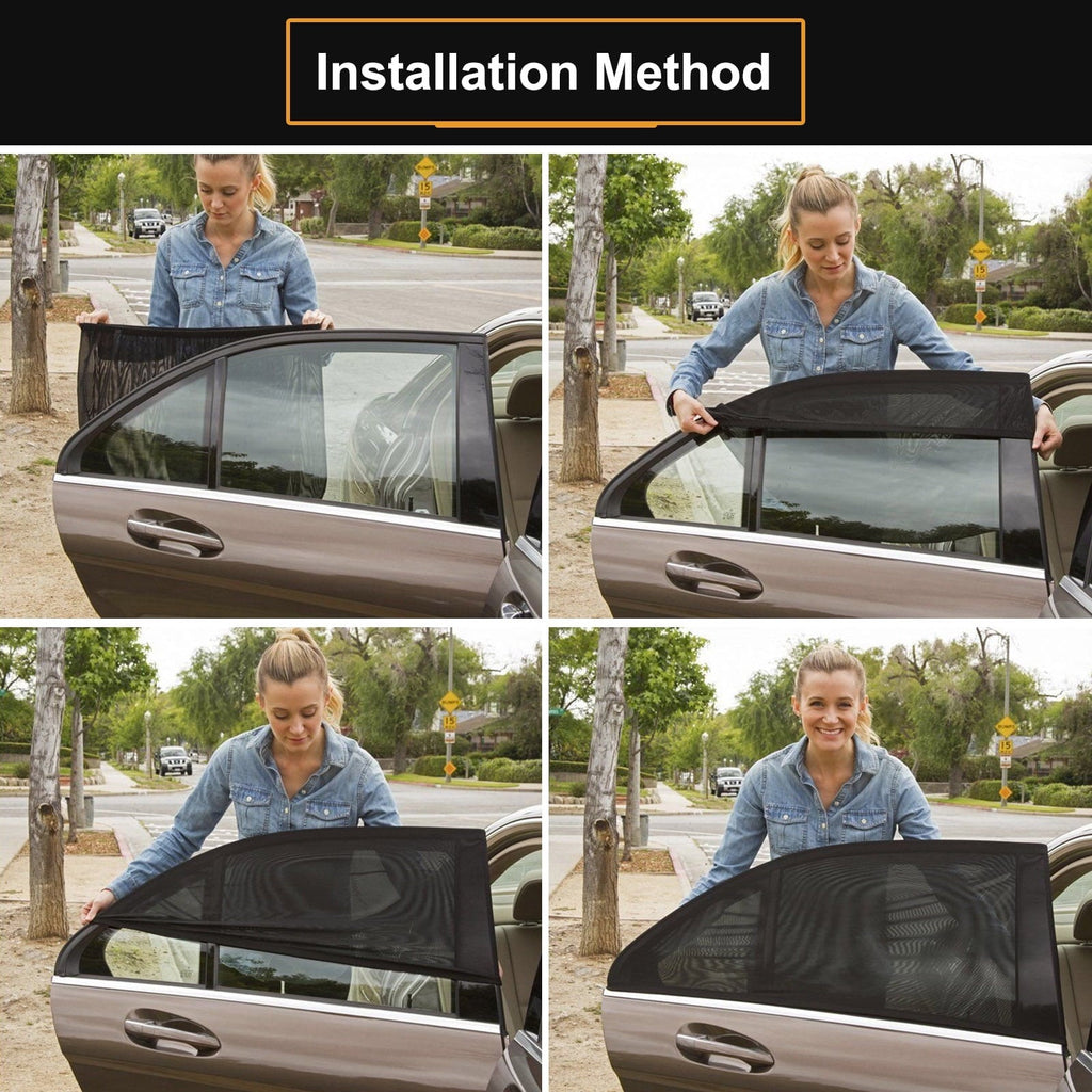 2pcs Car Rear Side Window Sun Visor Shade, EEEkit Mesh Cover Shield Sunshade UV Protector, Foldable Car Side Window Sunshade Universal Fit for Car, Trucks, and SUV