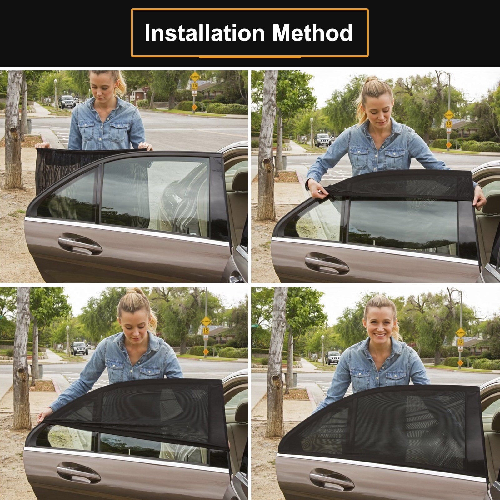 2pcs Car Rear Side Window Sun Visor Shade, EEEkit Mesh Cover Shield Sunshade UV Protector, Foldable Car Side Window Sunshade Universal Fit for Car, Trucks, and SUV
