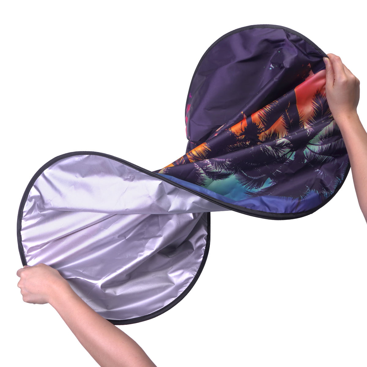 Auto Drive 2 Count Palm Tree Sunset Universal Twist Sun Shade Product Size 28.5'' x 31.5''