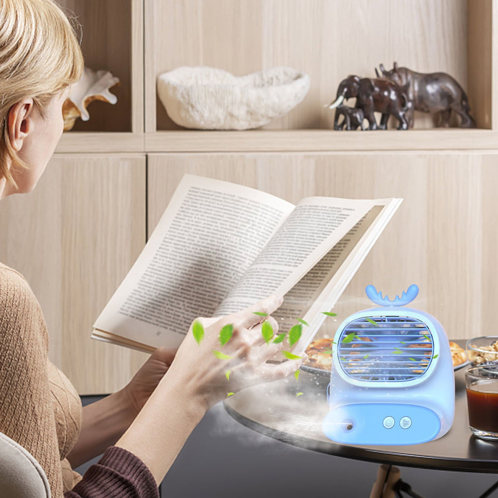 Haykey Kids Portable Aired Conditioner Fan Rechargeable Evaporative Portable Aired Cooler Humidifier 3 Speed USB-C Portable Aired Conditioner For Bedroom Office