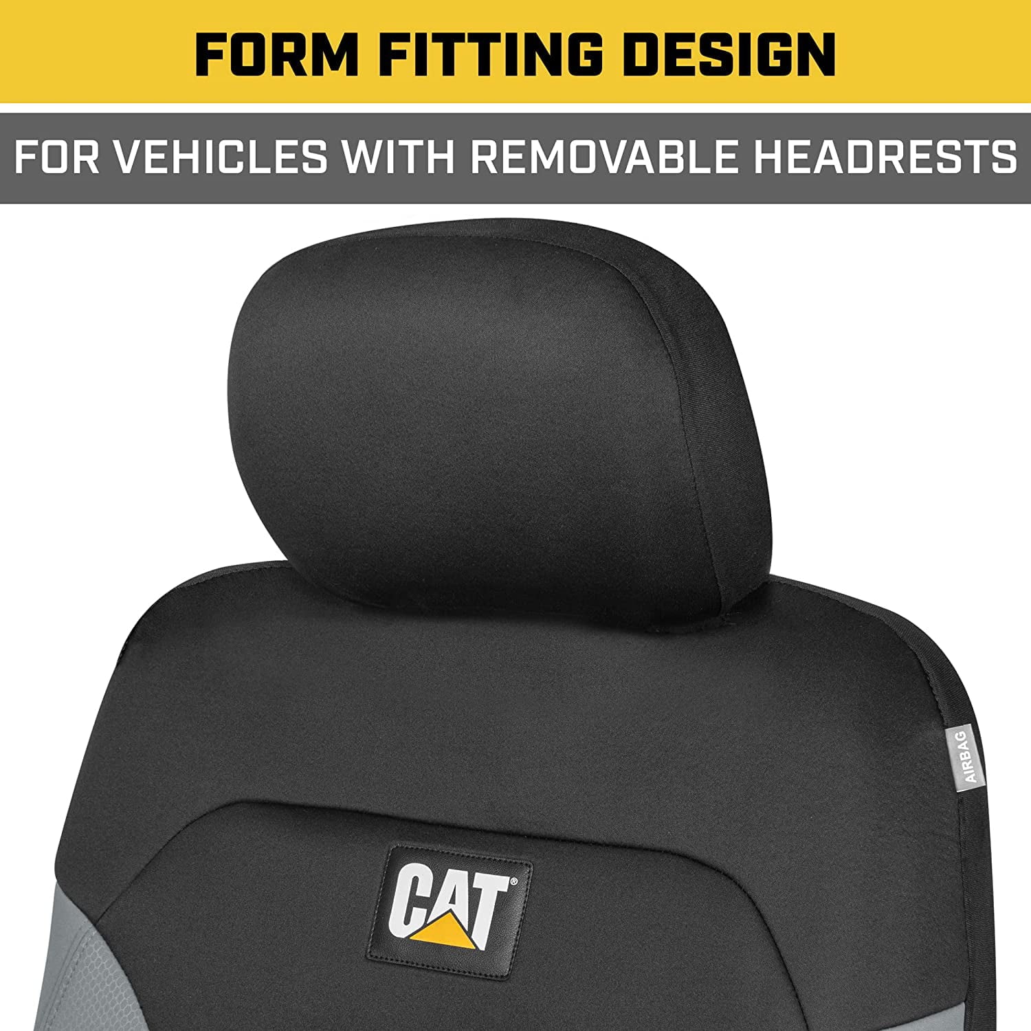 Caterpillar FlexFit Automotive Seat Covers for Cars Trucks and SUV (Set of 2) – Car Seat Covers for Front Seats