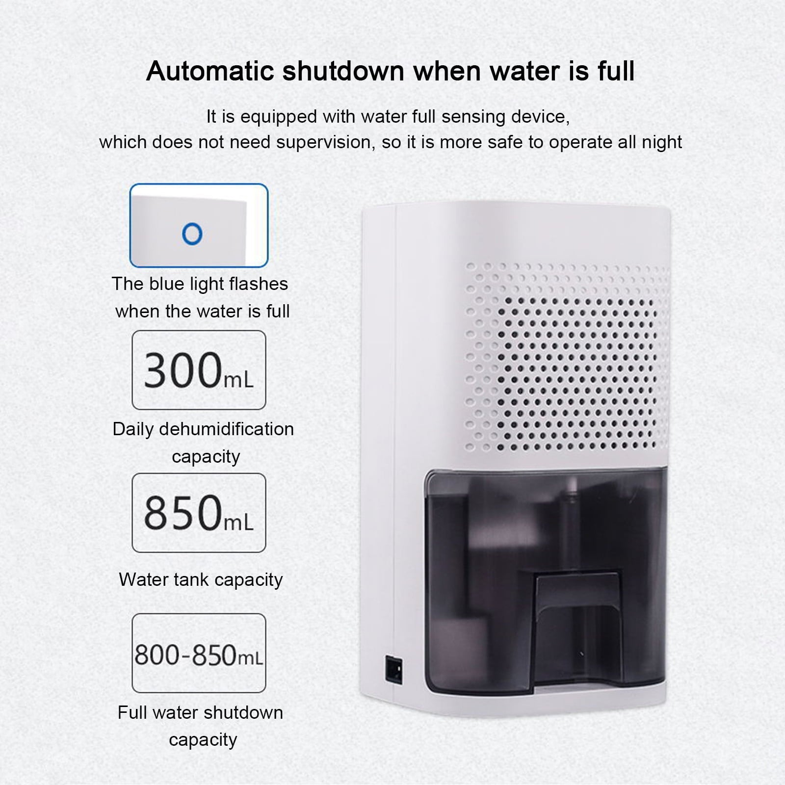 Jikolililili Dehumidifier for Home and Basements, with Auto or Manual Drainage