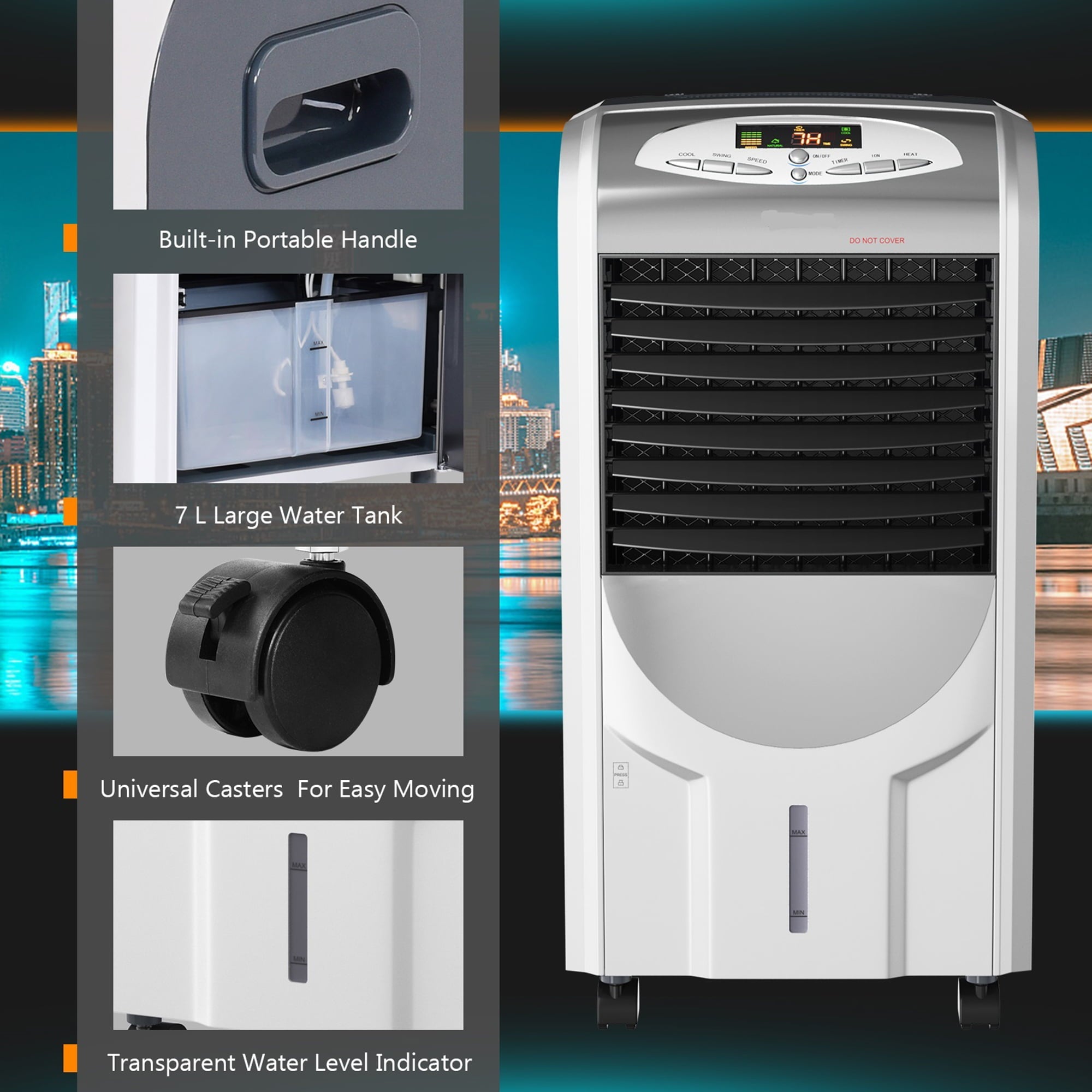 Gymax Air Cooler Heater Portable Evaporative Fan Filter Humidifier