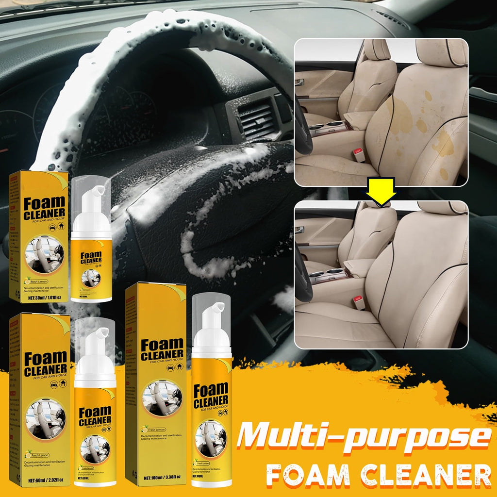 Multi-functional Car Foam Cleaner,100ml No Flushing Car Interior Cleaning, Grease-Free Cleaner, All Purpose Foam Cleaner Spray for Car House Kitchen (3 pcs)