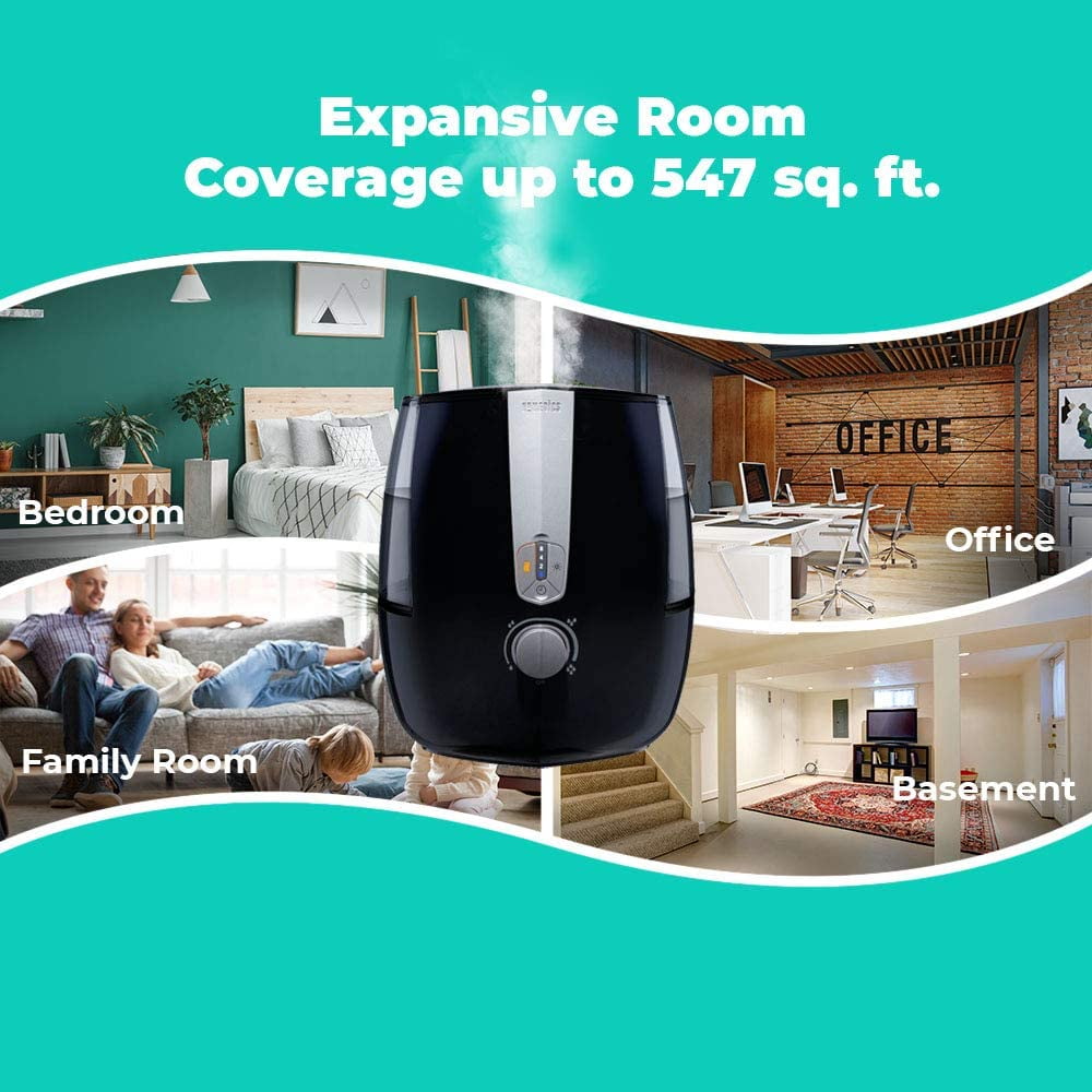 Homedics Total Comfort Plus Ultrasonic Humidifier, 5.3L Water Tank with Warm and Cool Mist with Auto Shutoff, 547 sq./ ft. Coverage Area