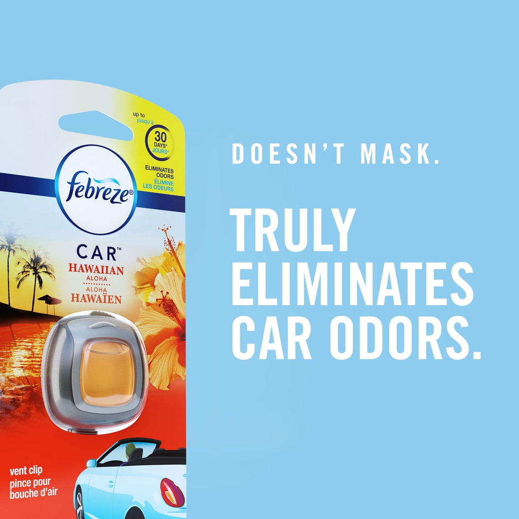 Febreze Car Odor-Fighting Car Freshener Vent Clip Gain Original Scent, .06 oz, Pack of 3