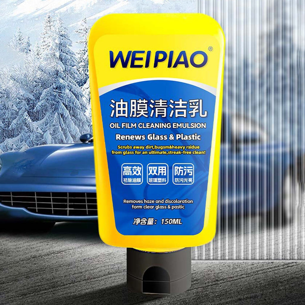 Car Glass Cleaner with Sponge,Car Glass Cleaner,Automotive Oil Film Cleaning Emulsion Windshield Oil Film Stains Wiper Oil Film Cleaner